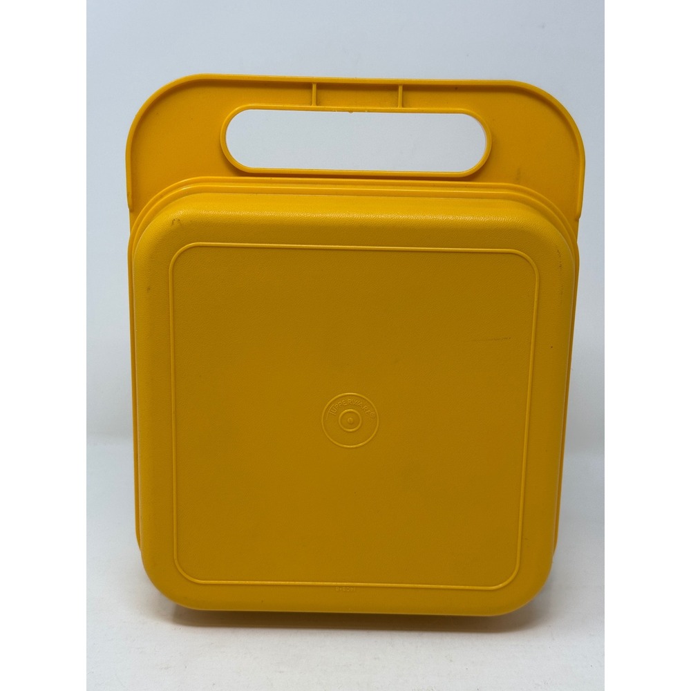 Vintage Tupperware Stencil Art Set Yellow Carrying Case 26 Colorful Stencils USA
